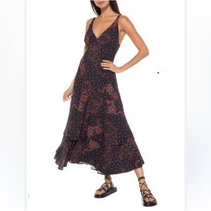 FARM Rio Elegant Black Leopard Party Floral Dress